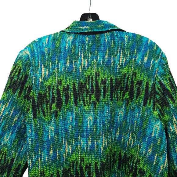 Choices Woman Reversible Jacket Size 1X Jewel Tone Abstract Pucker Knit Artsy - Picture 15 of 16